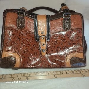 Elegant Floral Embossed Brown Shoulder Bag